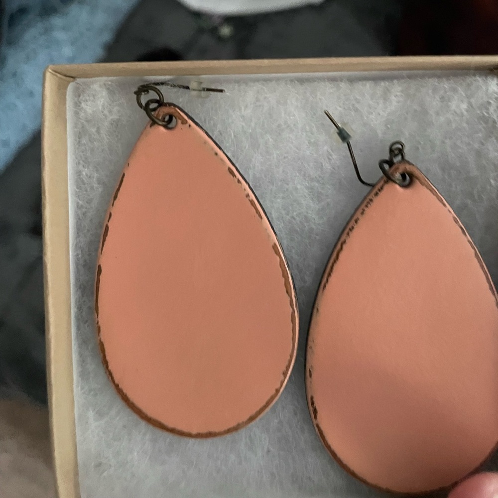 Sweet Creek Leather Large Coral Teardrops